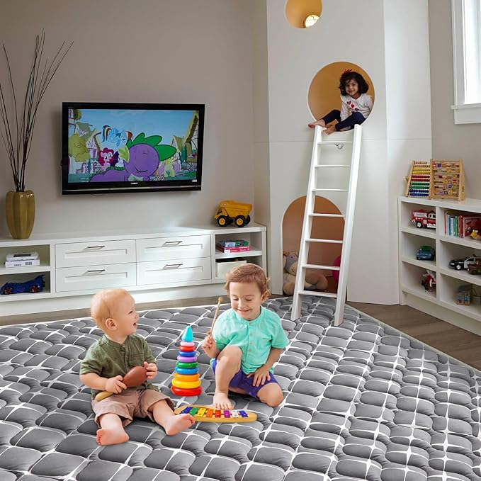 Baby Play Mat - 71" X 59",Premium Thicker Foam One-Piece Machine Washable, Extra Large Anti-Slip Soft Cushioning Foam Playmats for Babies and Toddlers, Foldable Baby Crawling Mat for Playpen