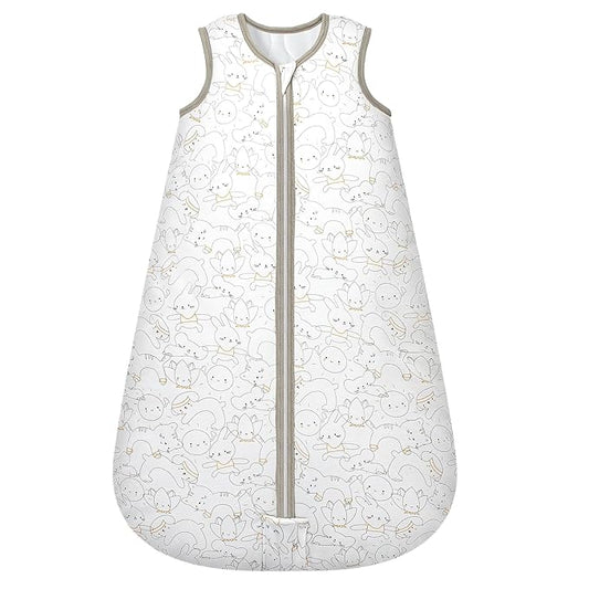 Mosebears Sleep Sack Baby Winter Wearable Blanket with 2-Way Zipper,2.5 TOG Cotton Sleep Sack Unisex (Rabbit Cat, 12-18 Months)