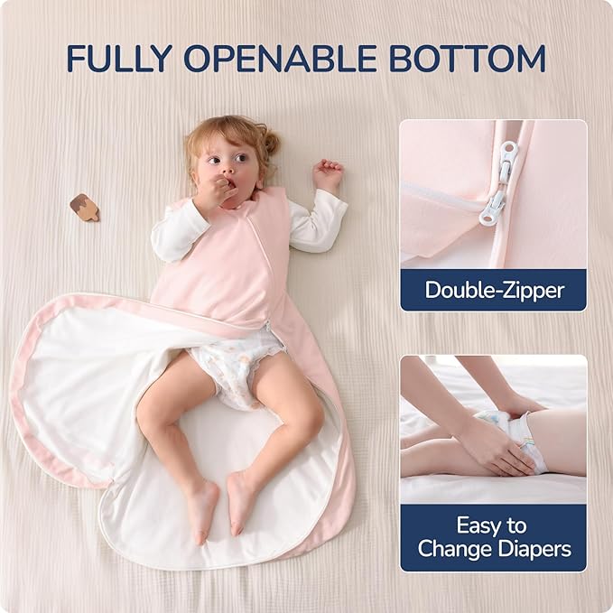 usbettas 1.0 Tog 2.5 Tog Baby Sleep Sack, 100% Cotton Baby Sleeping Bag 3-24M, 2-Way Zipper Baby Wearable Blanket