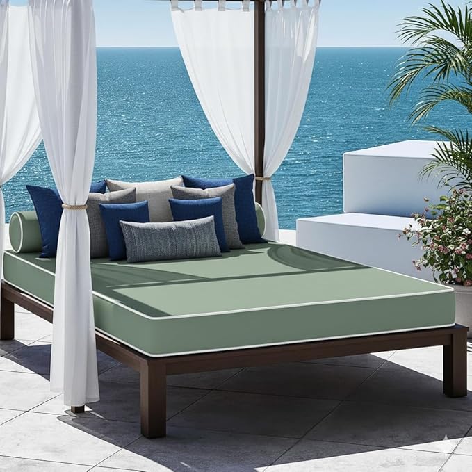 Mielmoon Cooling Gel Waterproof Foam Mattress Premium Medium Firm Plush,Vinyl noisless, Easy to Clean Made in USA Comfortable for Outdoors-Indoors (7 Inch, Queen)