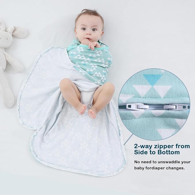 Baby Swaddle,Sleep Sack 6-12 Months,Adjustable WearableTransition Blanket,Miracle Swaddles for Babies Large,100% Cotton-2-Piece