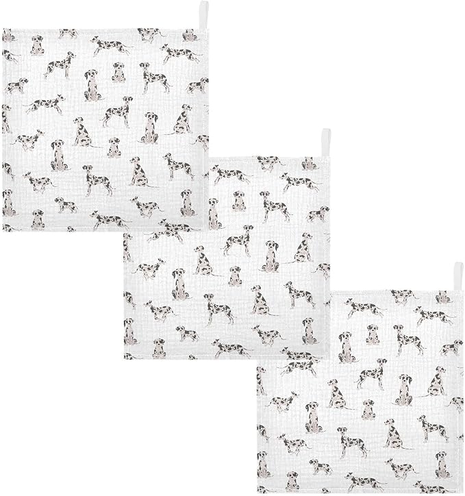 vvfelixl Baby Cotton Washcloths Great Dane Dog Infants Bath Towel for Unisex Face Towels for Newborn, Natural Baby Wipes Delicate Skin, 11.8 X 11.8 inch, one sizex3