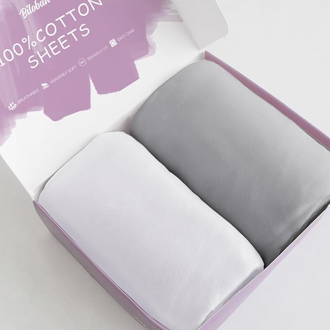 Bassinet Sheets Fit for Baby Delight, Semphis, Babybond and Koolerthings (3 in 1) Baby Bassinet Bedside Sleeper, 100% Cotton, 2 Pack, Ultra Soft Bassinet Sheet, White and Gray