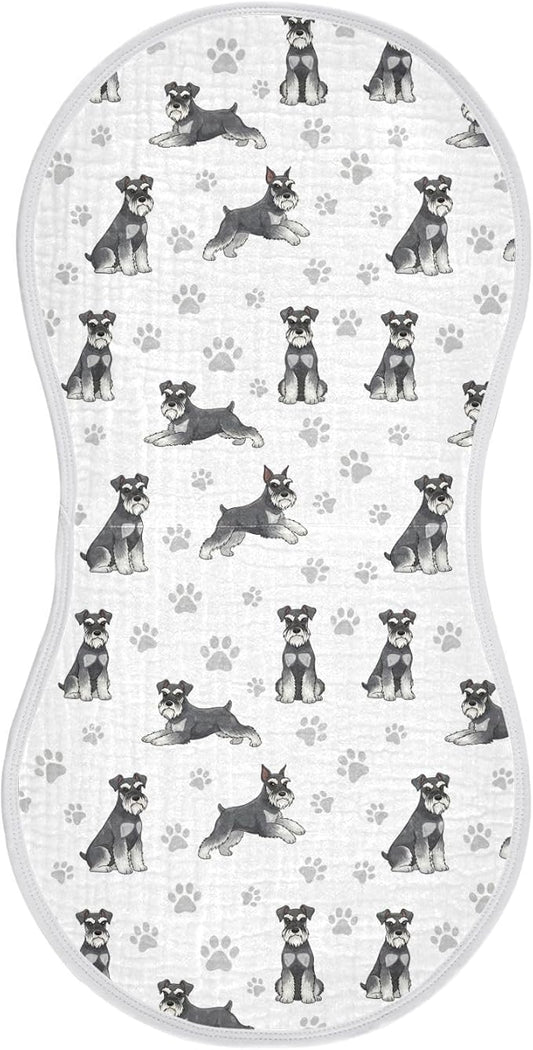1 Pack Muslin Burp Cloths Miniature Dogs White Cotton Baby Burp Cloths Ultra Absorbent Soft Thick Burping Cloth for Newborn Must Haves 22x11 Inch