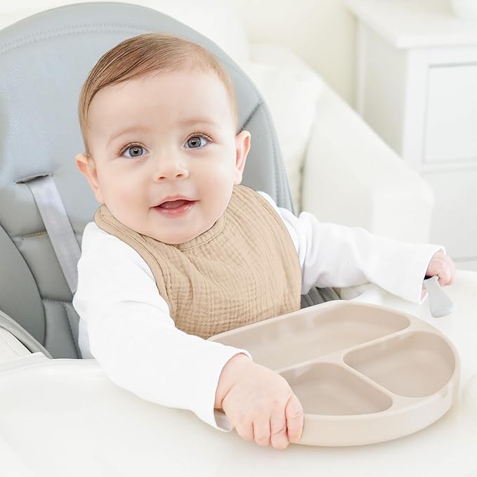 Bearmoss Baby Muslin Drooling Bibs 100% Cotton Square Adjustable Bibs Gift for Baby Girls Boys Teething Drool 8 Pack