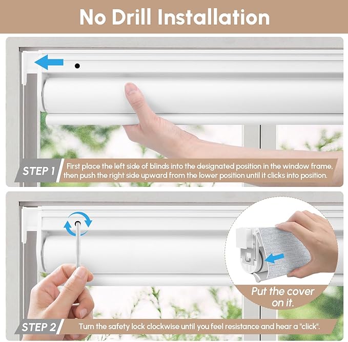 Kincmo No Drill Motorized Blinds with Remote, 100% Blackout Roller Shades for Windows, Custom Electric Blinds Compatible with Alexa, Apple Homekit, Google Home (100% Blackout Elegant Light Grey)