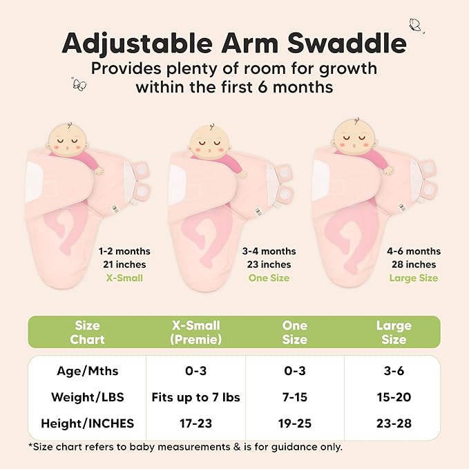 3-Pack Organic Baby Swaddle Sleep Sacks - Swaddles for Newborns, Infant 0-3 Months, Baby Girls, Boys, Soft & Snug Newborn Sleep Sack, Nursery Swaddling Blankets (Angelic)
