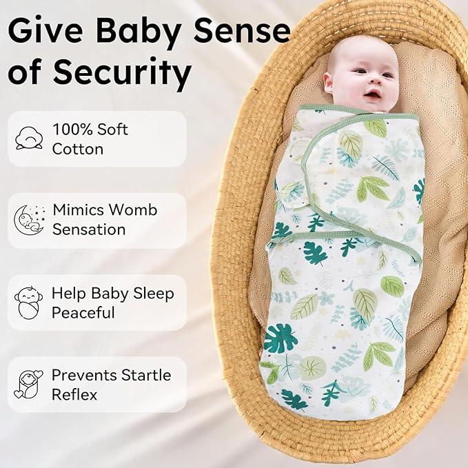 3-Pack Organic Baby Swaddle Sleep Sacks,Nursery Swaddling Blankets,Swaddles for Newborns Infant 0-3 Months