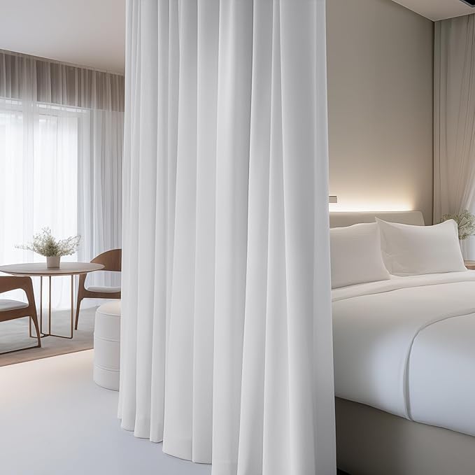 FMFUNCTEX 100% White Blackout Patio Sliding Glass Door Curtains 84 inch Length, Grommet Extra Wide Living Room Divider Curtains, Thermal Insulated Curtain Drapes for French Door/Bedroom 1 Panel