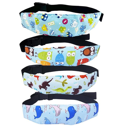 4 Pcs Baby Car Seat Head Support Toddler Infant Head Support Neck Relief Strap Headrest Sleeping Traveling for Kids Children Child Baby(Car, Dinosaur, Whale, Owl)