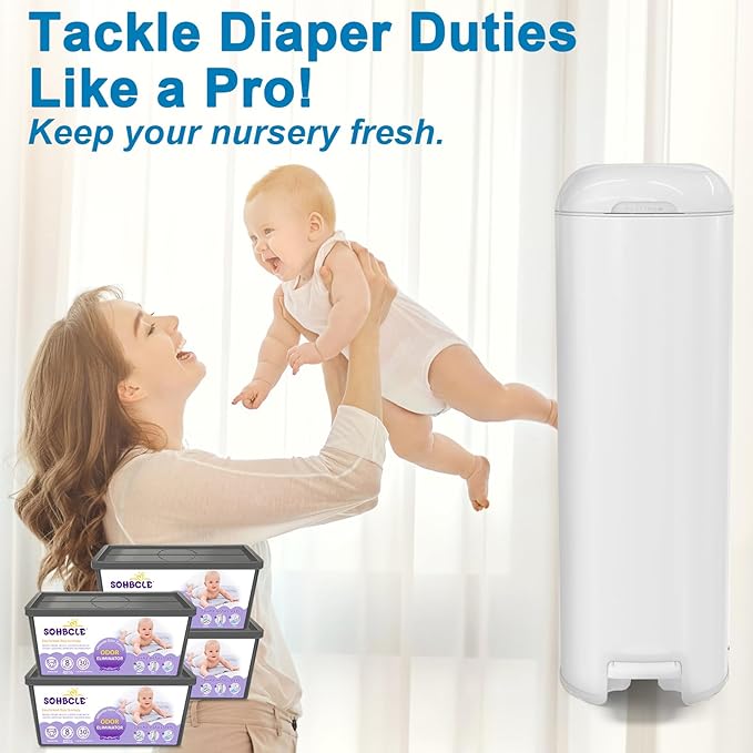 SOHBCLE Refills Compatible with Genie Easy Roll Signature Diaper Pail and Platinum Diaper Pail, Upgraded 120 Bags Hold up to 5600 Newborn Diapers, Extra Thickness Powerful Odor Control, Plant Scented