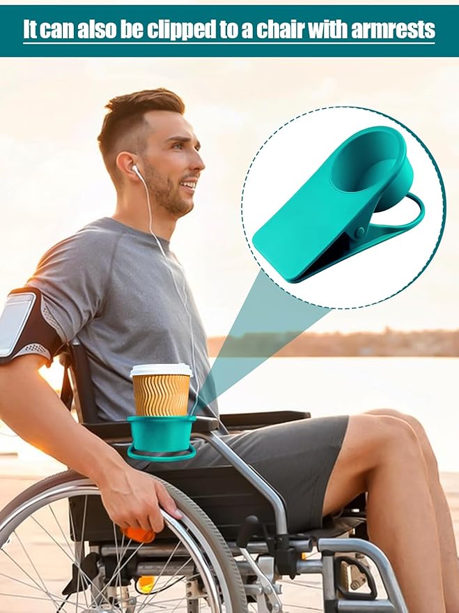Kalolary 2-Pack Table Edge Cup Holder - Versatile Clip for Drinking Cups, Mugs & Bottles - Ideal for Home, Office & School (Blue)
