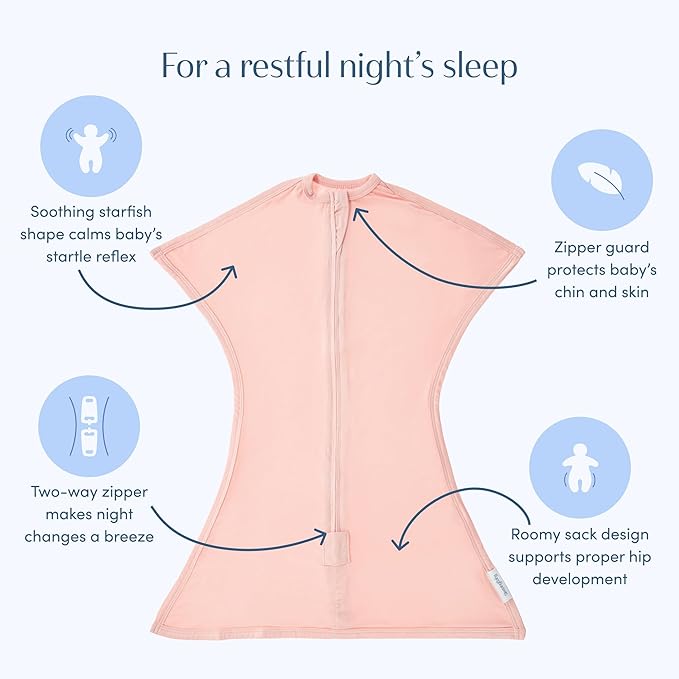 SleepingBaby Bamboo Zipadee-Zip Transition Swaddle – EverSoft Wearable Blanket with Two-Way Zipper for Easy Diaper Changes, Large 12-24 months, Dusty Rose