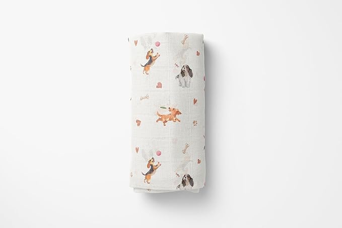 Muslin Swaddle Blankets, Soft Breathable Cozy Baby Blankets for Newborn Boys and Girls, 47” X 47“, 2 Pack Receiving Swaddles, 70% Viscose from Bamboo 30% Cotton (Playful Pals)