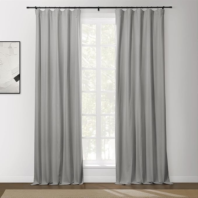 ChadMade Rod Pocket Back Tab Hook Belt Flat Hooks Blackout Curtains 96 Inches Long, Privacy Protection Window Treatments for Living Room Bedroom, Light Grey, 2 Panels, 50 W x 96 L Inch