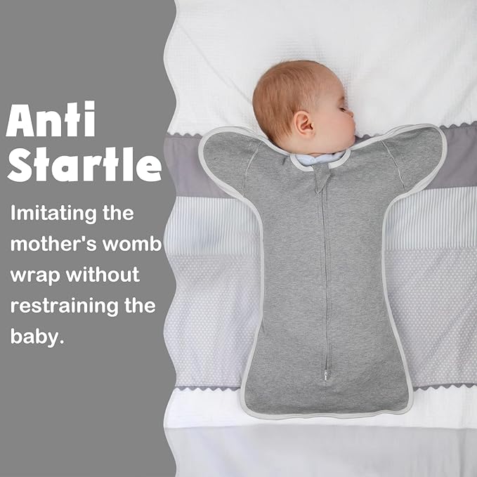 2 Pack Transition Swaddle with 2 Way Zipper, 2 in 1 Arms in/Out Transitional Arms Up Swaddles, 100% Cotton Newborn Swaddle Zipper Swaddles Baby Swaddling Sack Sleep Sack 0-3 Months