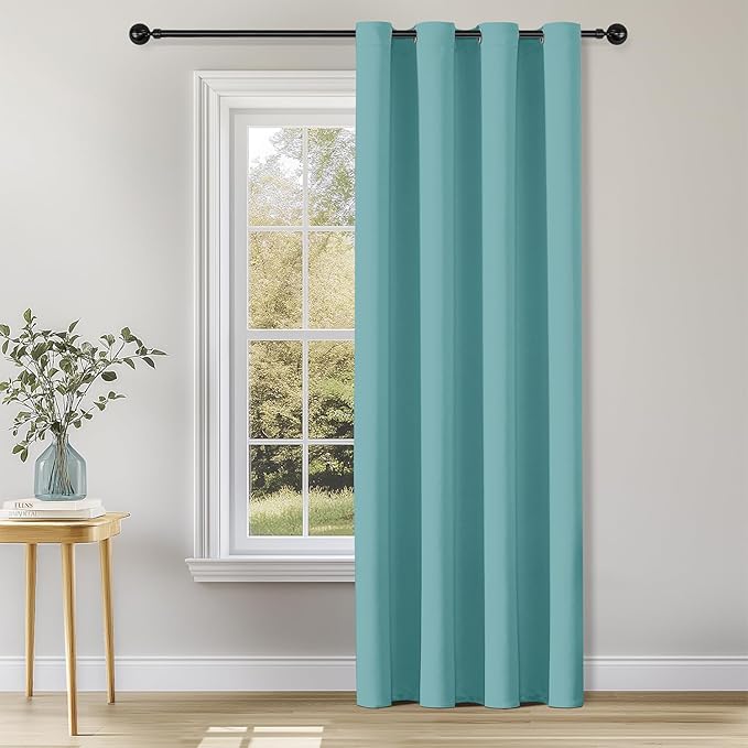 ChrisDowa Blackout Curtains 120 Inches Long for Living Room, Grommet Thermal Insulated Room Darkening Curtains for Bedroom (1 Panel Set, Aqua, 52 x 120 Inch)