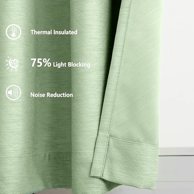 Treatmentex Green Curtains for Living Room 96" Long Geometric Window Drapes for Bedroom Light Green 2 Panel Drapes Grommet Top