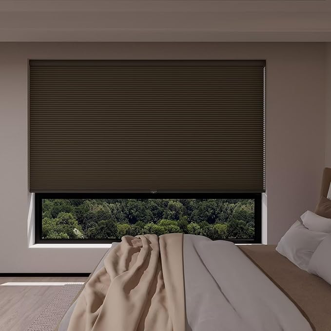 MYshade Cordless Blackout Window Blinds & Shades Pull Down Room Darkening Window Shades Light Blocking Honeycomb Cellular Shade for Indoor Windows Easy to Install 30 inch Wide, H72 Taupe Blinds
