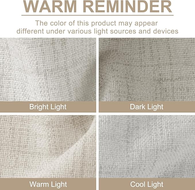 100% Blackout Shield Linen Blackout Curtains for Bedroom 45 Inches Long, Back Tab/Rod Pocket Living Room Drapes, Thermal Insulated Blackout Curtains 2 Panels Set, 42" W x 45" L, Beige