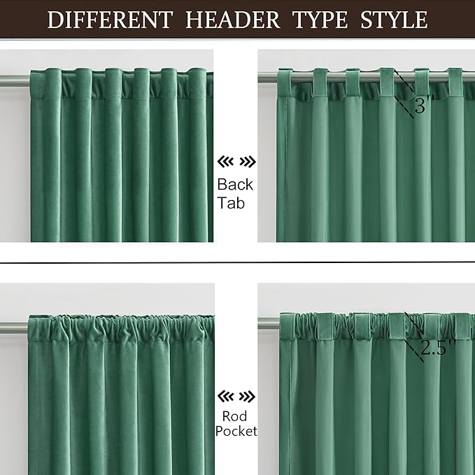 100% Full Blackout Velvet Curtains 108 inch Long for Living Room ,Set of 2 Liner Turquoise Aqua Rod Pocket Back Tab Window Treatment Room Darkening Heavy Decorative Curtains Drapes for Bedroom