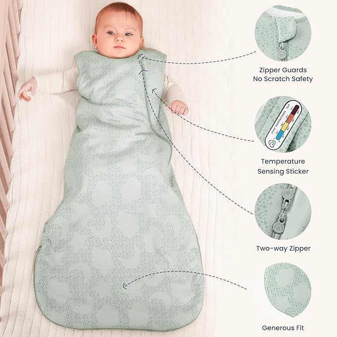 kaiya baby Unisex Sleeping Bag for Babies and Toddlers 1.0 Tog Sleep Sack 0-6 Months, Newborn Sleep Sack, Wearable Blanket Baby, One Piece Sleeveless Sleep Sack, Gifts for Baby