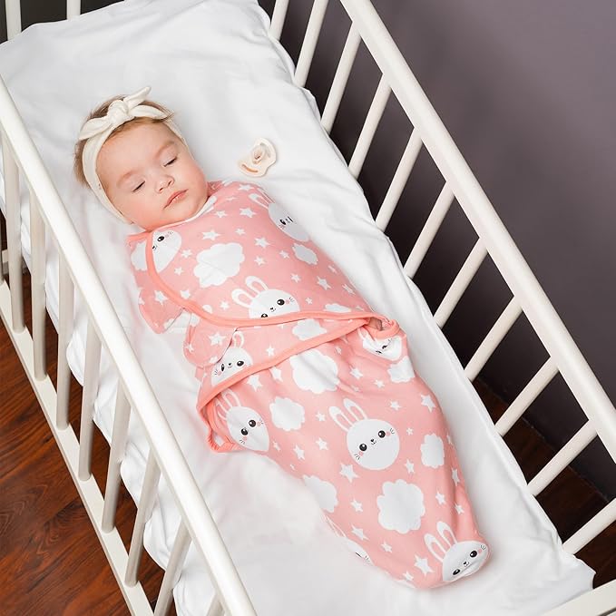 Bublo Baby Swaddles for Newborns – 3-Pack Infant Swaddles 0-3 Months – Adjustable Swaddle Sleep Sack – Soft Cotton Baby Wrap for Safe & Cozy Sleep (Coral)