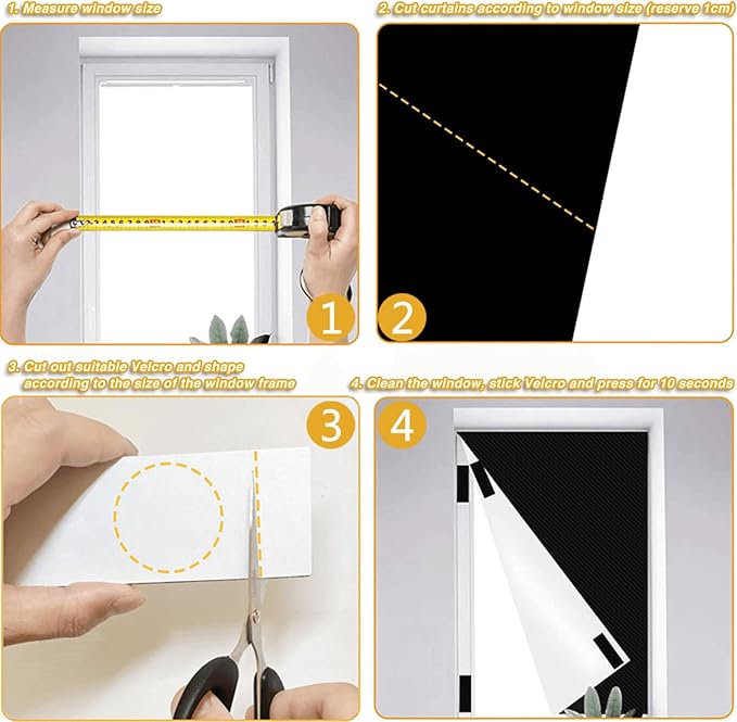 100% Blackout Curtains for Bedroom, 78" x 57" Portable DIY Blackout Blinds, no Drill Blackout Shades & Window Heat Blocker & blinds for indoor windows Pefect for Dormitory, Baby Nursery, Travel