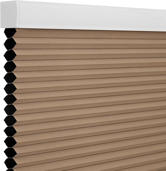 Changshade Blackout Blinds, Cordless Cellular Shades, Honeycomb Blackout Shades, Room Darkening Blinds, Pull Down Window Shades, Easy to Install Honeycomb Window Blinds, 31" W x 72" H, Light Brown