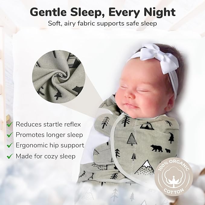 Mama Cheetah Baby Swaddle Sack 3-6 Month, Organic Cotton Swaddling Sleep Sack, Infant Swaddle, Large Swaddle Wrap, Easy Swaddles for Boy Girl, 3-Pack