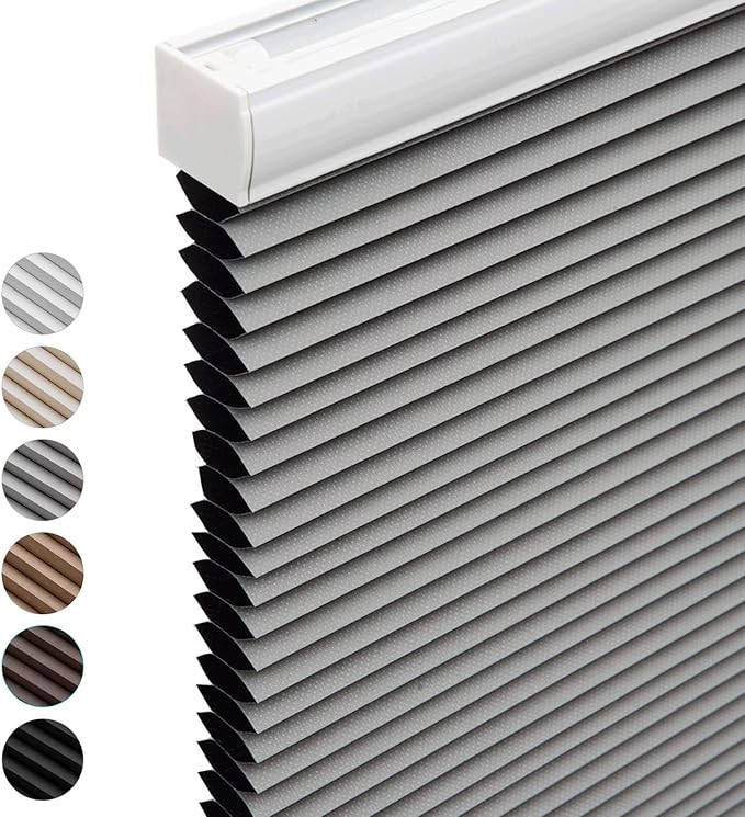 MYshade Cordless Blackout Cellular Shades for Windows, Honeycomb Window Shades with Thermal Insulation, Child & Pet Safe Room Darkening Shade, Easy Install, 31" W x 64" H, Grey