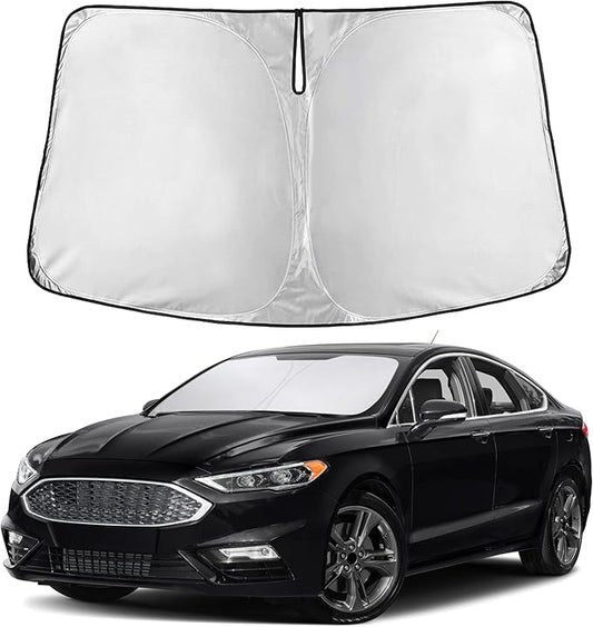 Econour Windshield Sunshade for Ford Fusion 2013-2019 2020 2021, Sun Visor for Front Windshield & Window Sun Shade Cover, UV Heat Blocker & Protector, Car Accessories