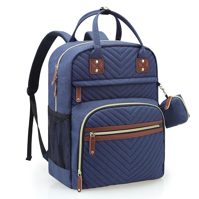 Tuwubi Diaper Bag Backpack, Baby Essentials Travel Tote Bag, Multi function Waterproof Backpacks, Travel Essentials with Stroller Straps & Pacifier Case - Blue