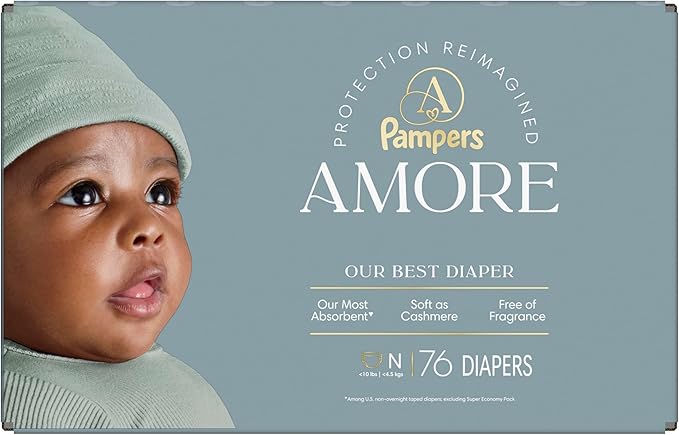Pampers Amore, Size 0 (up to 10 lbs), 76 Count, Our Best Diaper