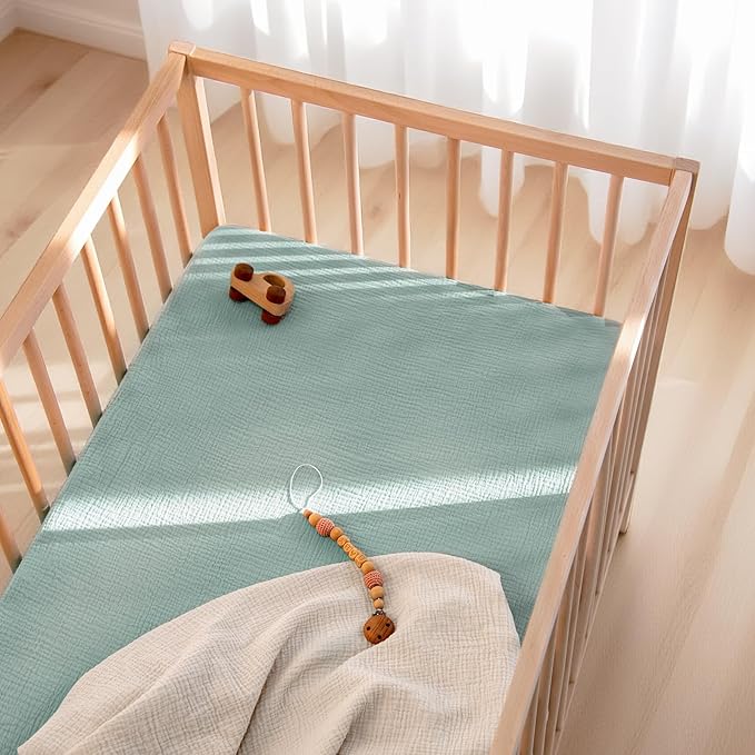 Lulu Moon Muslin Crib Sheets - Fitted Crib Mattress Sheets for Boys and Girl - 28"x 52", 2 Pack