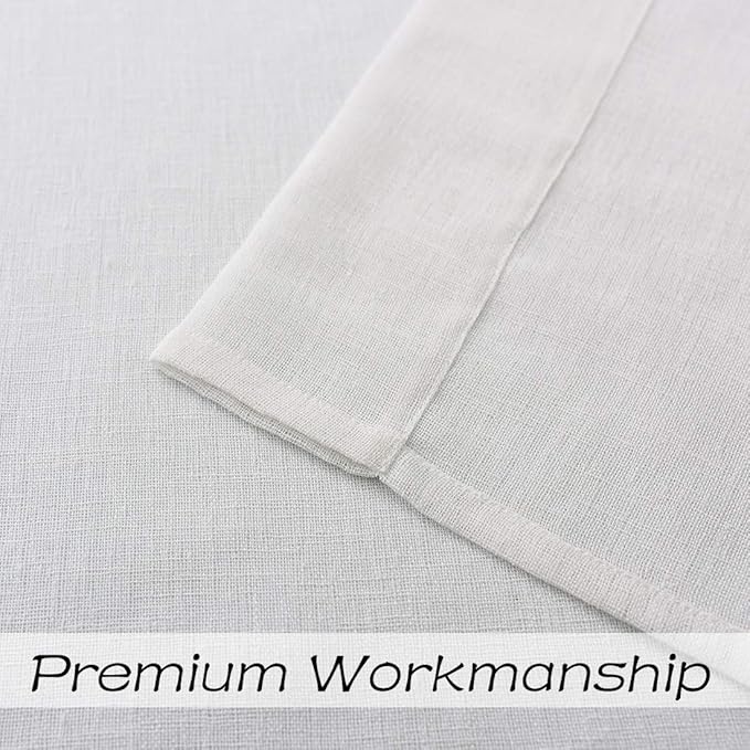 Central Park Gray Tan Stripe Sheer Color Block Window Curtain Panel Linen Window Treatment for Bedroom Living Room Farmhouse 95 inches Long with Grommets, 2 Panel Rustic Drapes
