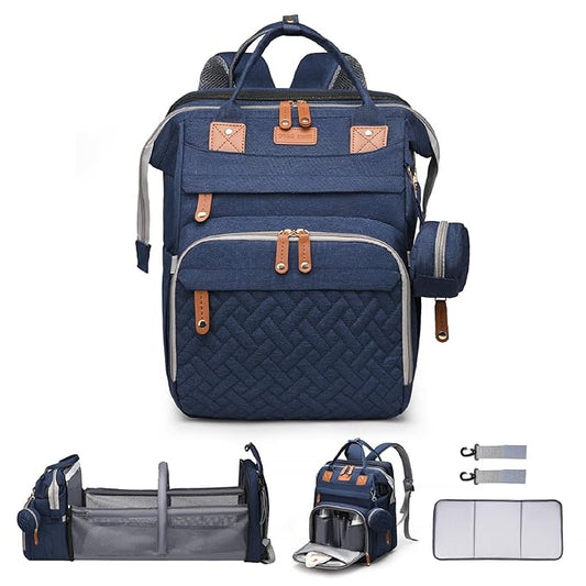 Baby Diaper Bags with Changing Station Multifunctional Waterproof Diaper Bag Backpack Travel Baby Bag with Changing Pad, Pacifier Case,Baby Essentials(Blue)