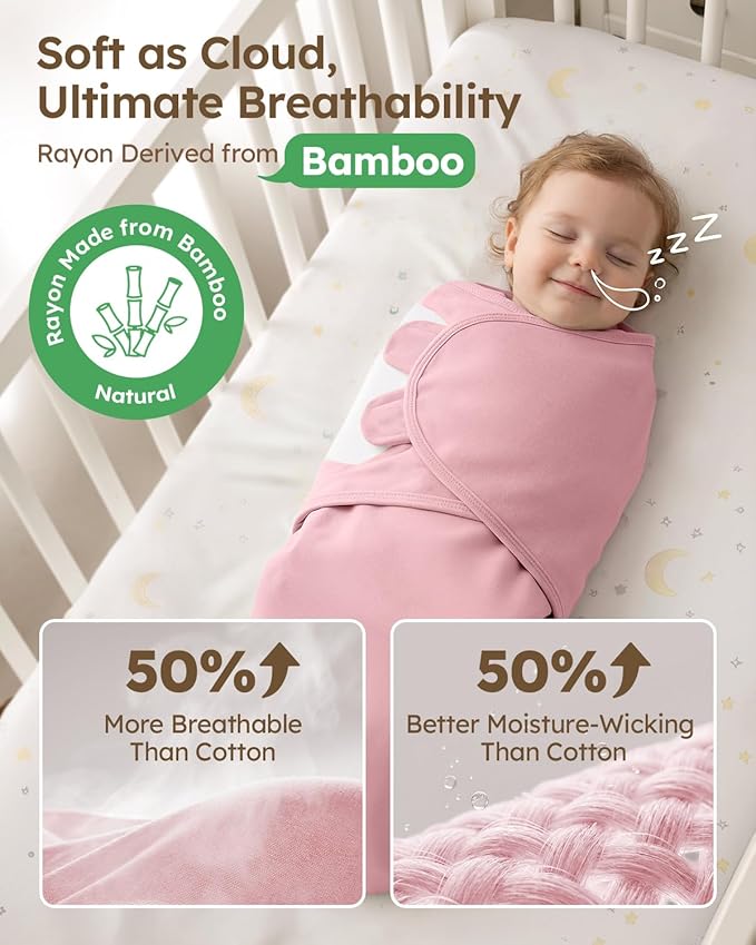 Yoofoss Baby Swaddle for Newborns 0–3 Months, Adjustable Soft & Breathable Swaddles,Noiseless Closure Swaddle Sleep Sack, Durable & Snug Fit