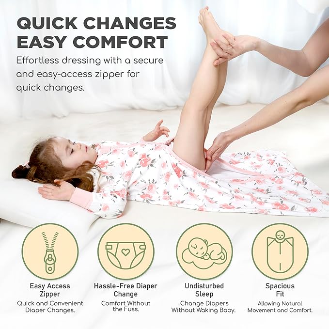 Mama Cheetah Baby Sleep Sack with Sleeves, 0.5 TOG Organic Cotton Wearable Blanket and Two-Way Zipper, Swaddle Transition Long Sleeve Sleeping Bag for Newborn Infant Toddler, 24-48 Months