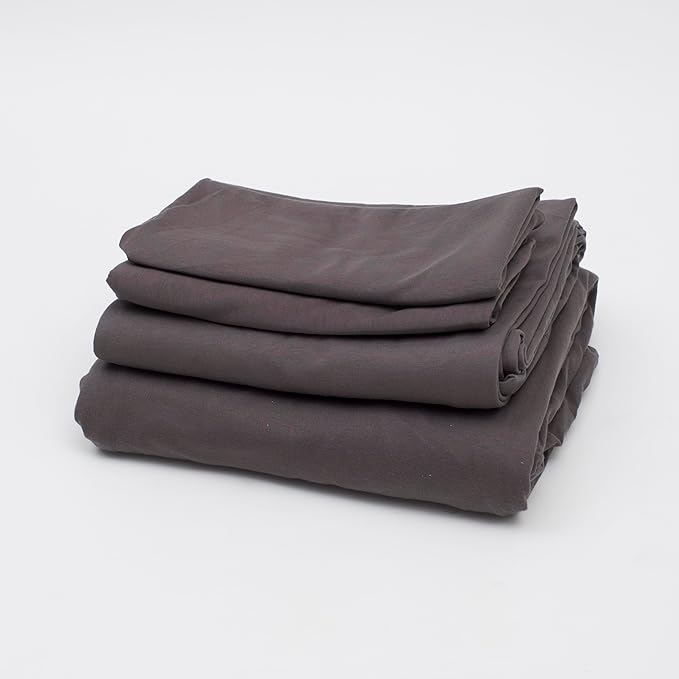 100% Cotton Bed Sheet Set with Deep Pocket - T-Shirt Fabric Jersey Knit - Extra Soft - Easy Fit - 4 Piece Set with Pillowcases - All Season - Comfy – 4 pcs (Anthracite, King)