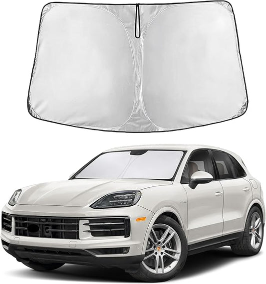 EcoNour Windshield Sun Shade Compatible for Porsche Cayenne 2019–2025 | Luxury SUV Front Window Sunshade | Foldable Sun Visor Protector | UV & Heat Blocking Protection