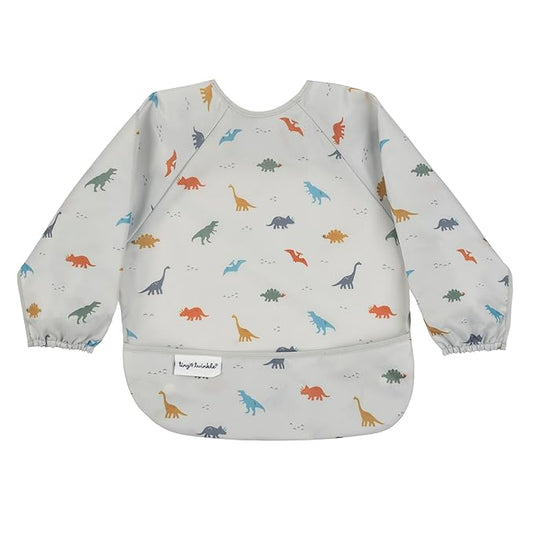 Tiny Twinkle Long Sleeve Bib for Babies & Toddlers | Waterproof Smock Bib for Eating | Machine Washable & Mess-Proof Feeding Essentials | Newborn Shower Gift (Dinosaur, 2-4Y)