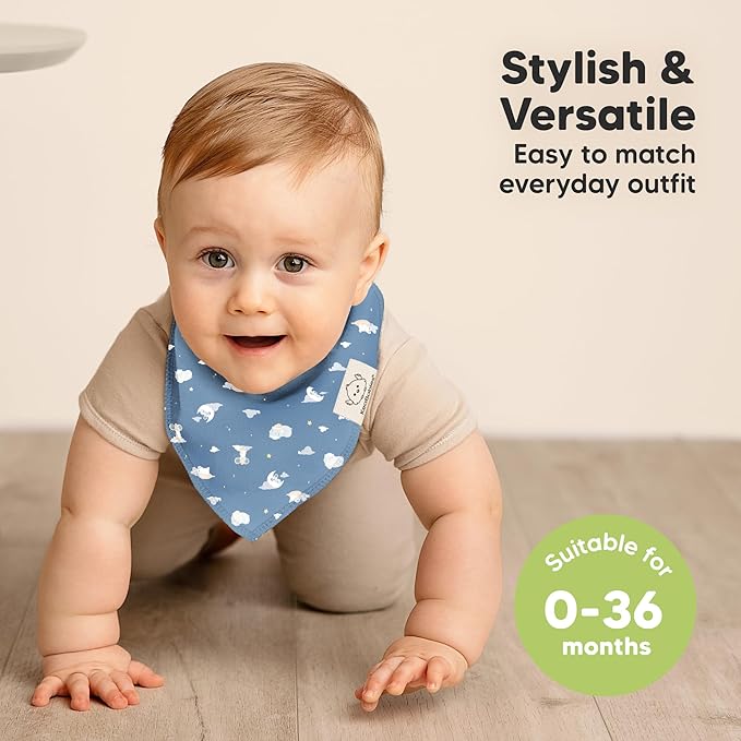 KeaBabies 8-Pack Organic Baby Bandana Bibs for Girls - Super Absorbent Triangle Baby Bibs for Drooling and Teething Infant, 100% Cotton Extra Soft for Newborn, Infant 0-36 Months (Dreamers)