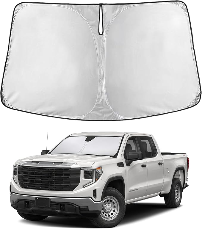 Econour Windshield Sunshade for Chevrolet/GMC Silverado/Sierra 1500–3500 2019-2024 2025 2026, Sun Visor for Front Windshield & Window Sun Shade Cover, UV Heat Blocker & Protector, Car Accessories