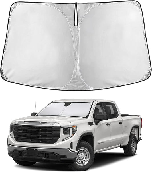 Econour Windshield Sunshade for Chevrolet/GMC Silverado/Sierra 1500–3500 2019-2024 2025 2026, Sun Visor for Front Windshield & Window Sun Shade Cover, UV Heat Blocker & Protector, Car Accessories
