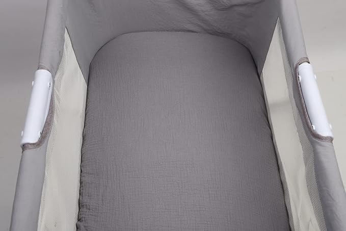 Onacosht Muslin Bassinet Sheets 35" X 20" Compatiable with AMKE 3 in 1 Bassinets, MiClassic, Uiuwoo, Foalom, YADAQE, Milliard and TCBunny Bassinet, 100% Cotton 2 Pack, Grey and Green