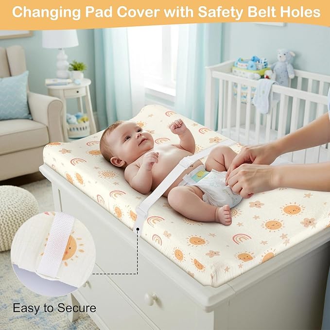 Basumee Muslin Changing Pad Cover Waterproof 2 Pack Baby Changing Table Covers for Boys and Girls Soft Breathable Nursery Diaper Change Table Cover Pad Fits 32"x16", Brown