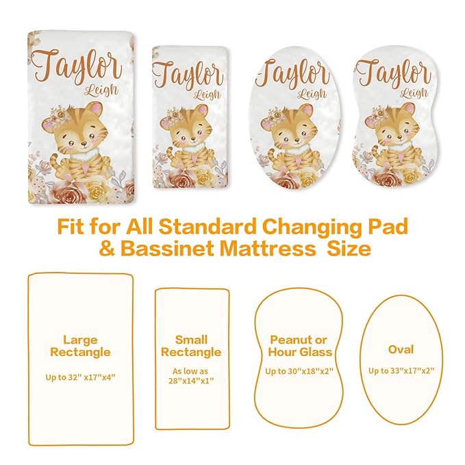 Custom Changing Pad Cover Set - Jersey Knit Ultra Soft Unisex Waterproof Diaper Changing Table Covers with Personalized Name for Baby Boys Girls - Comfy Cozy 2 Pcs Set Style22