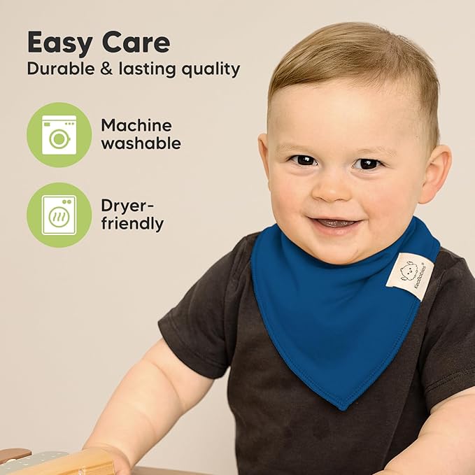 KeaBabies 8-Pack Organic Baby Bandana Bibs for Boys, Girls - Super Absorbent Triangle Baby Bibs for Drooling and Teething Infant, 100% Cotton Extra Soft for Newborn, Infant 0-36 Months (Coastline)