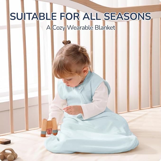 usbettas 1.0 Tog 2.5 Tog Baby Sleep Sack, 100% Cotton Baby Sleeping Bag 3-24M, 2-Way Zipper Baby Wearable Blanket